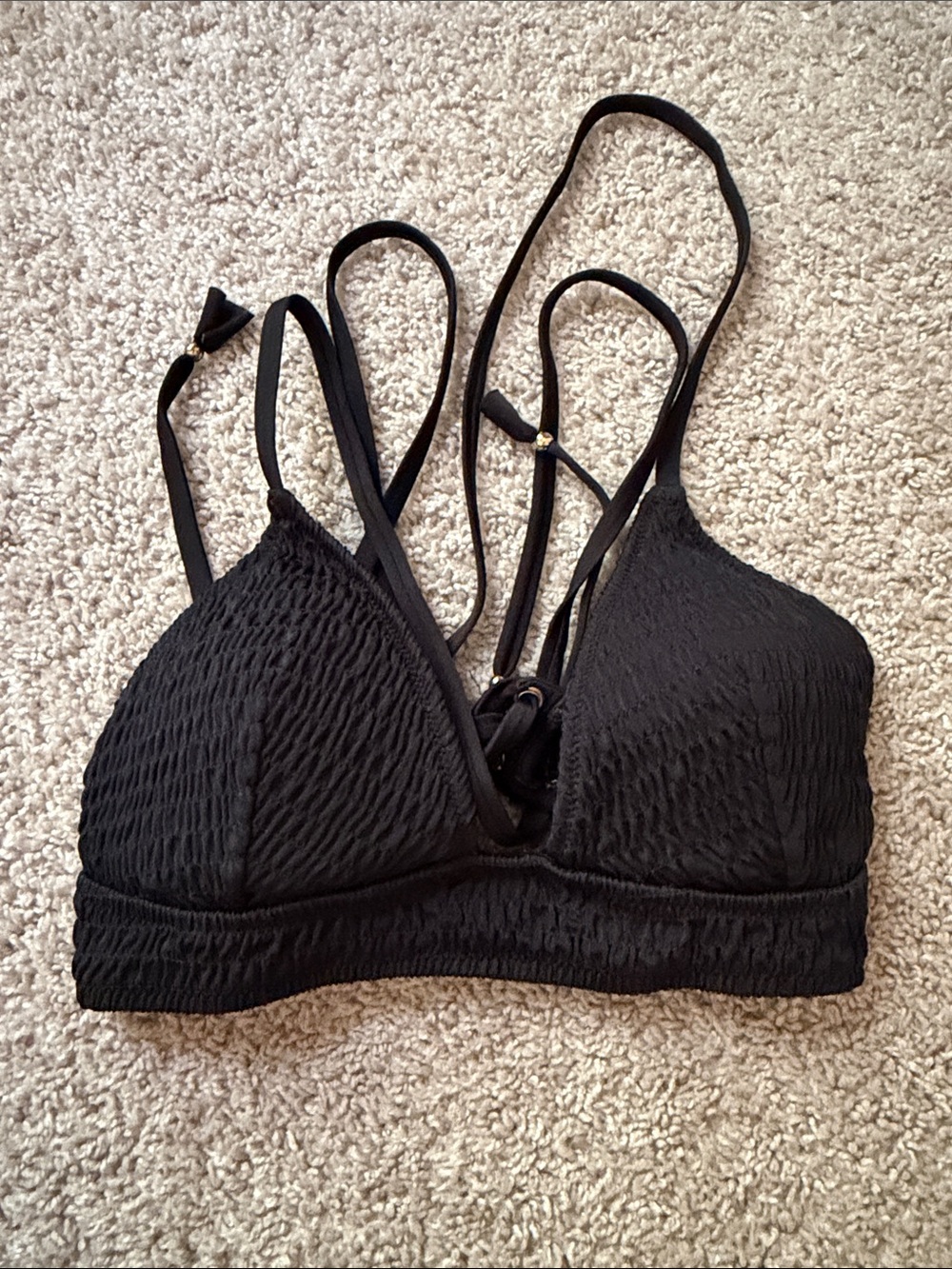 Victoria's Secret Black Textured Bikini Top